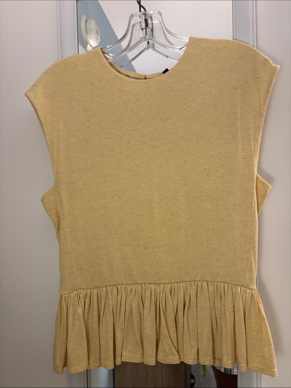 Express Light Yellow Peplum Top